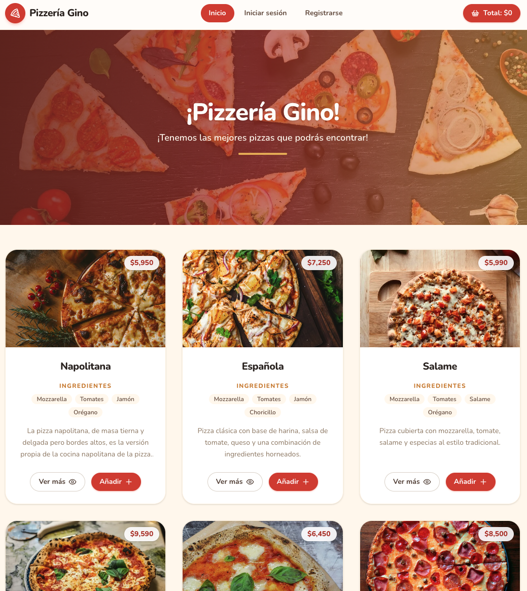 Captura del proyecto Pizzeria